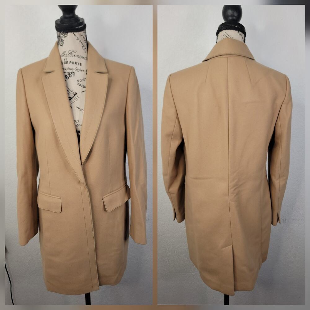 Banana Republic Tan Melton Wool Coat Womens Sz 4 Classic Officesiren